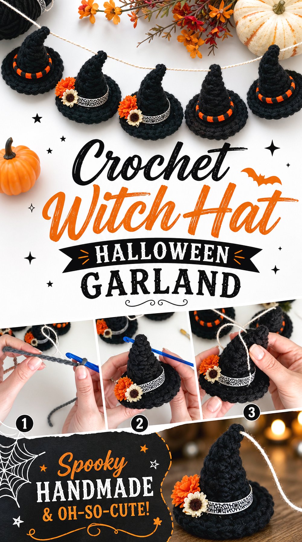 Crochet Witch Hat Halloween Garland