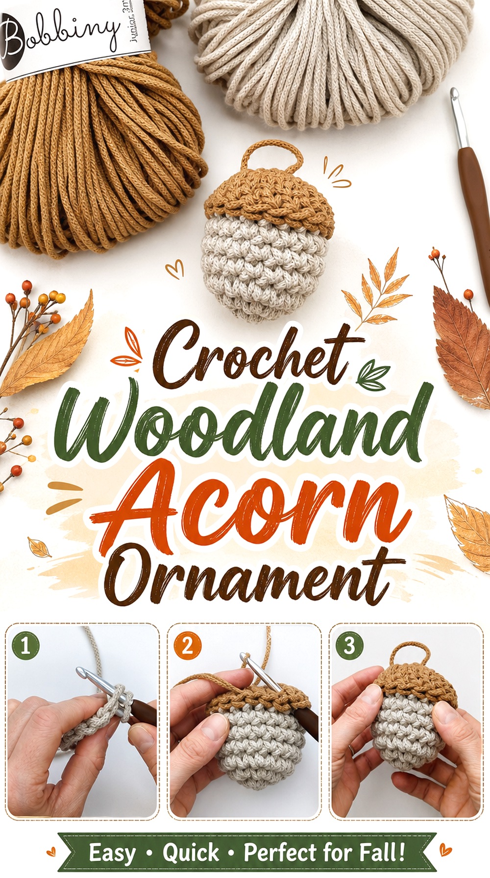 Crochet Woodland Acorn Ornament