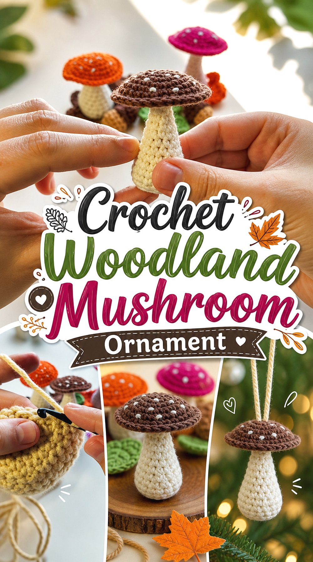 Crochet Woodland Mushroom Ornament