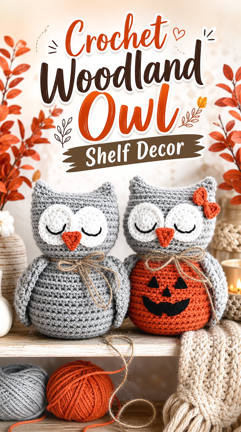 Crochet Woodland Owl Shelf Decor