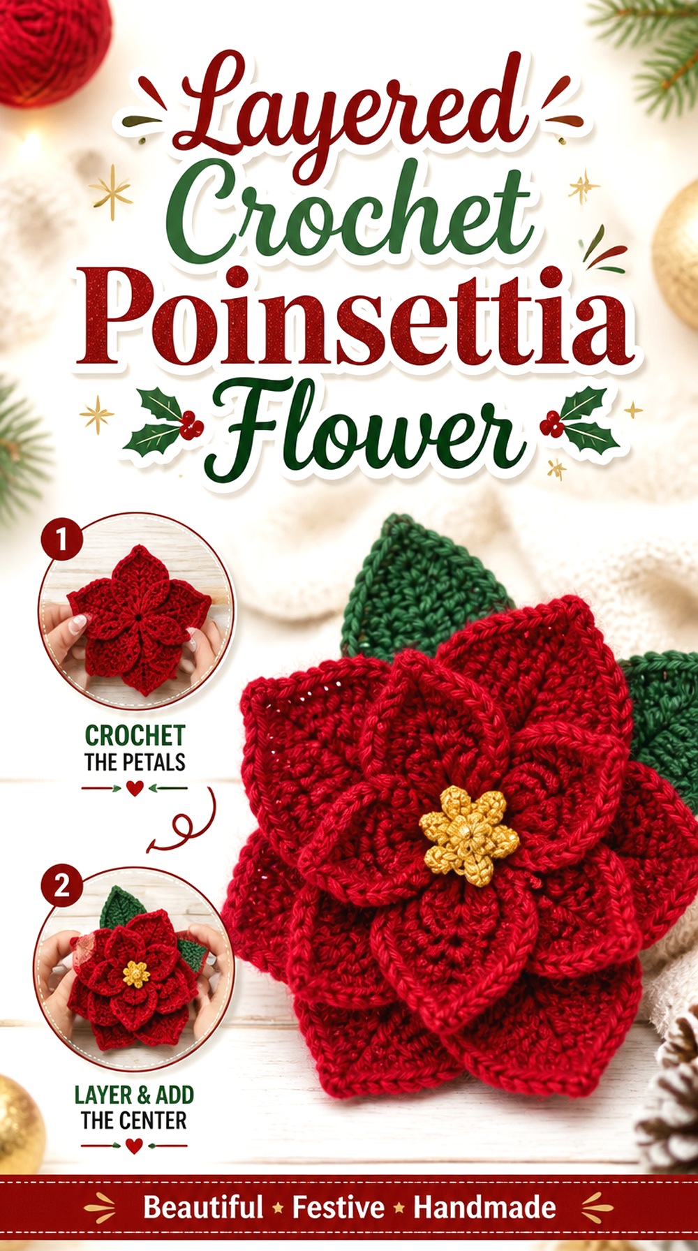 Layered Crochet Poinsettia Flower