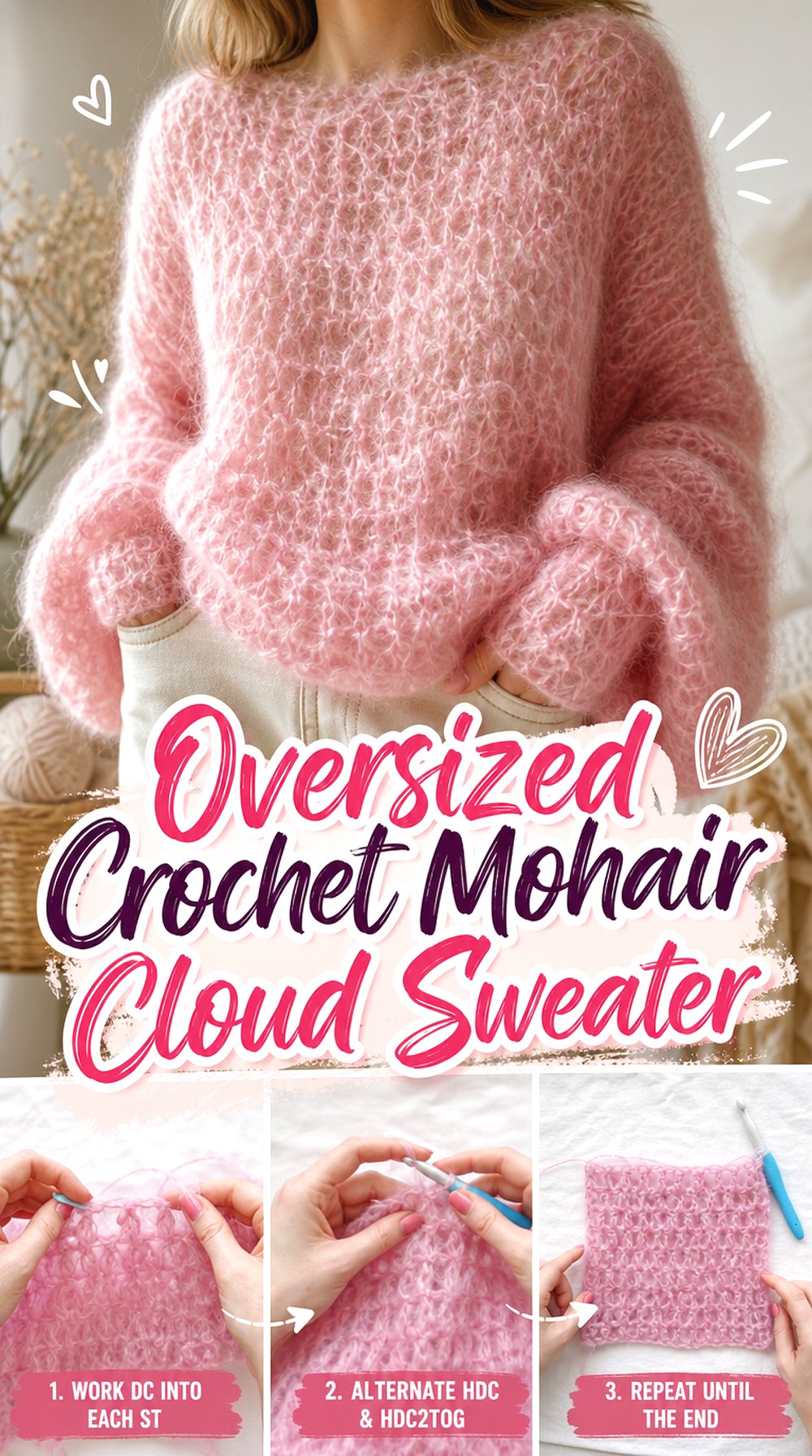 Oversized Crochet Mohair Cloud Sweater