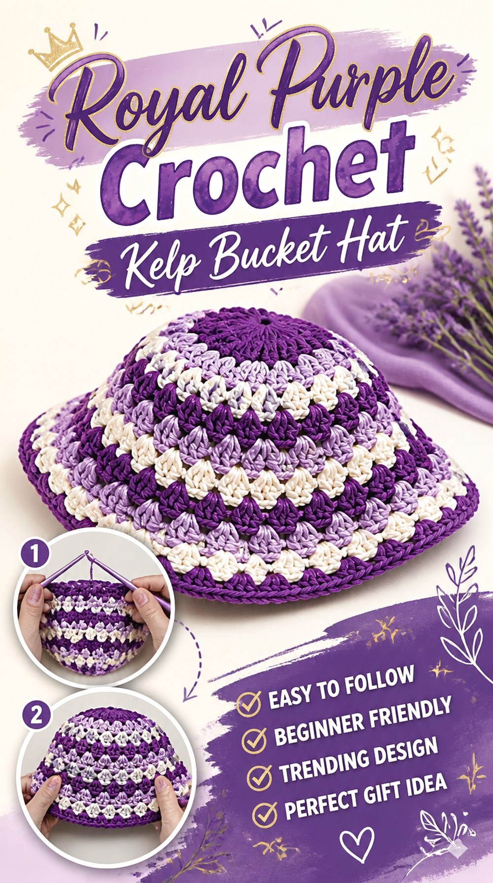 Royal Purple Crochet Kelp Bucket Hat