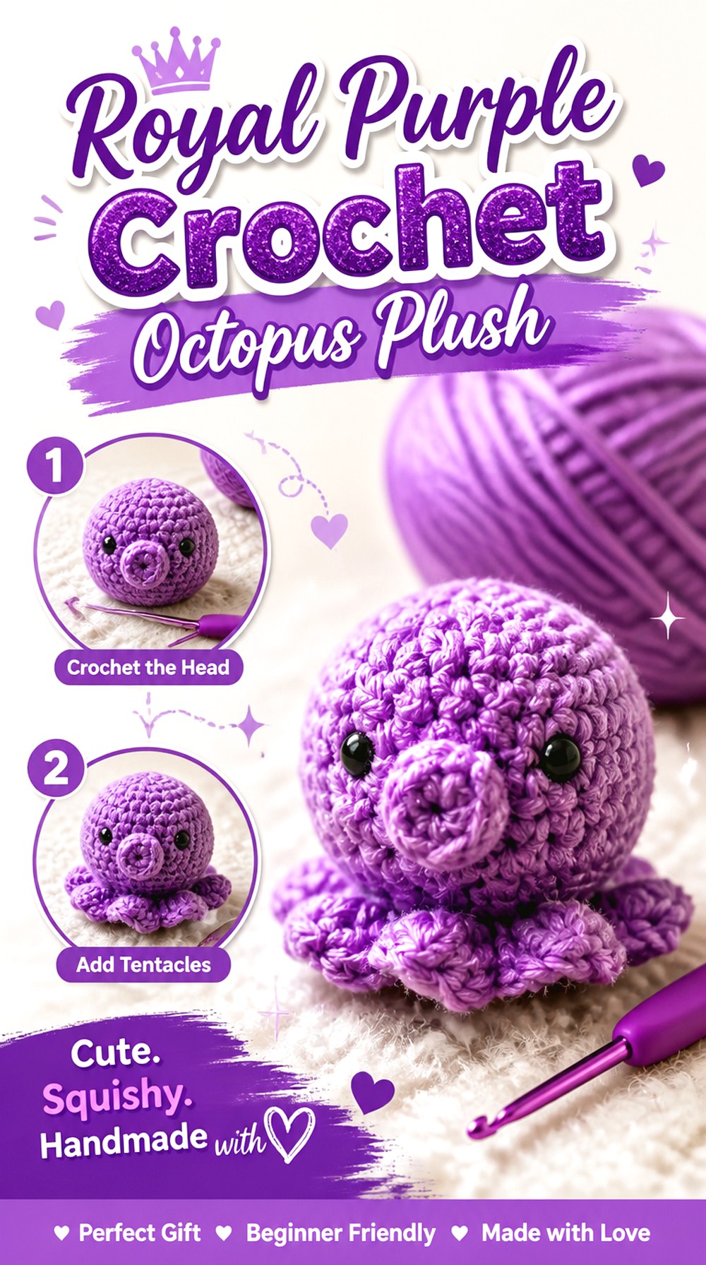 Royal Purple Crochet Octopus Plush