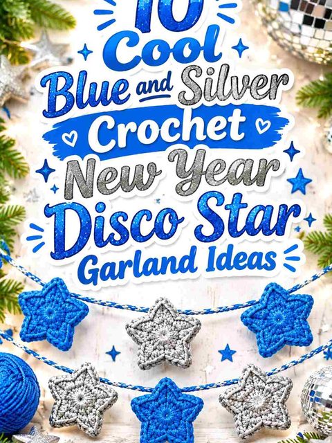10 Cool Blue and Silver Crochet New Year Disco Star Garland Ideas