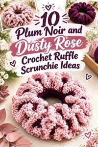 10 Plum Noir and Dusty Rose Crochet Ruffle Scrunchie Ideas