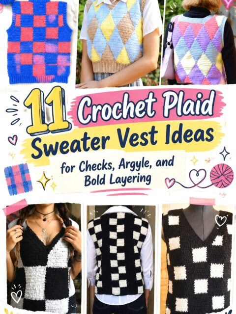Crochet Plaid Sweater Vest Ideas for Checks, Argyle, and Bold Layering