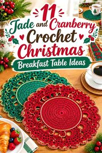 11 Jade and Cranberry Crochet Christmas Breakfast Table Ideas