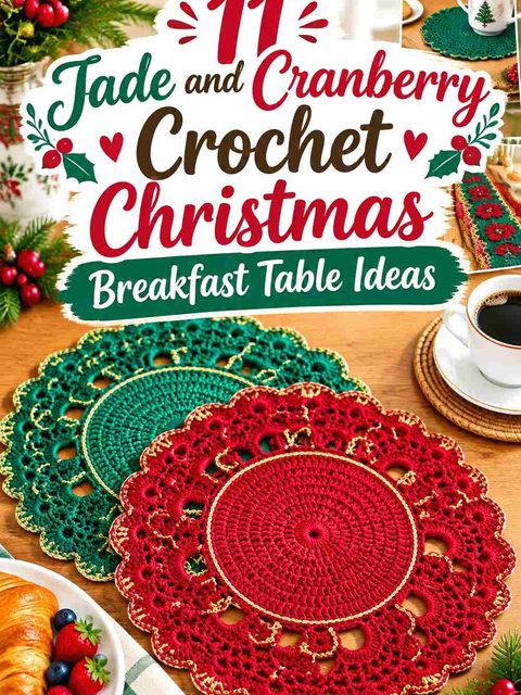 11 Jade and Cranberry Crochet Christmas Breakfast Table Ideas