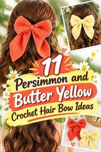 11 Persimmon and Butter Yellow Crochet Hair Bow Ideas