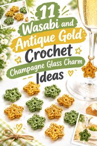 11 Wasabi and Antique Gold Crochet Champagne Glass Charm Ideas