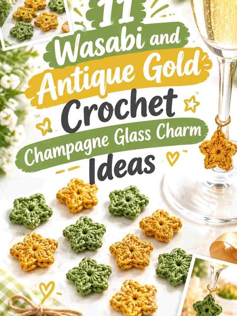 11 Wasabi and Antique Gold Crochet Champagne Glass Charm Ideas