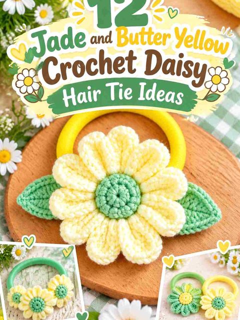 12 Jade and Butter Yellow Crochet Daisy Hair Tie Ideas