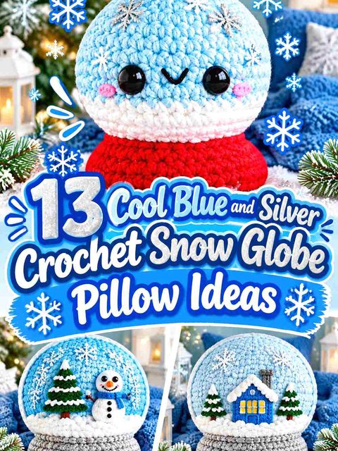 13 Cool Blue and Silver Crochet Snow Globe Pillow Ideas