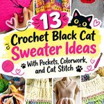 Crochet Black Cat Sweater Ideas With Pockets, Colorwork, and Cat Stitch