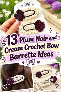 13 Plum Noir and Cream Crochet Bow Barrette Ideas