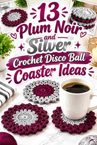 13 Plum Noir and Silver Crochet Disco Ball Coaster Ideas