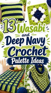 13 Wasabi and Deep Navy Crochet Palette Ideas