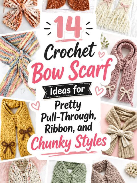 Crochet Bow Scarf Ideas for Pretty Pull Through, Ribbon, and Chunky Styles