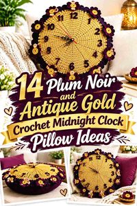 14 Plum Noir and Antique Gold Crochet Midnight Clock Pillow Ideas