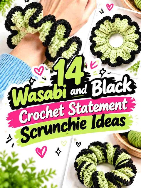 14 Wasabi and Black Crochet Statement Scrunchie Ideas