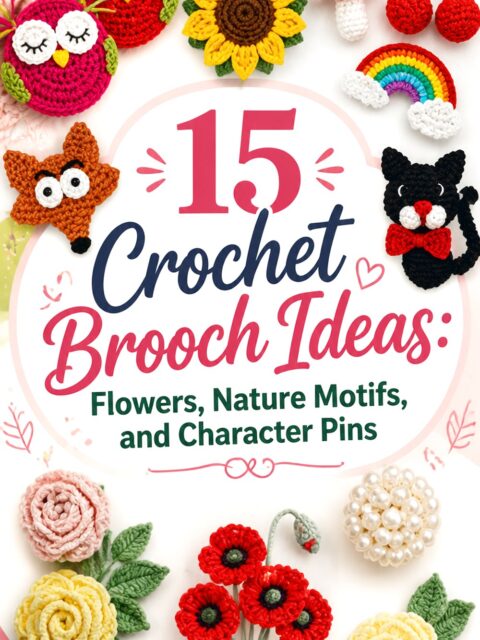 Crochet Brooch Ideas Flowers Nature Motifs and Character Pins