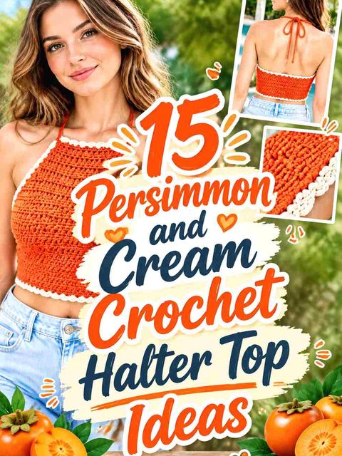 15 Persimmon and Cream Crochet Halter Top Ideas