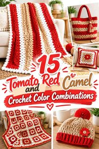 15 Tomato Red and Camel Crochet Color Combinations
