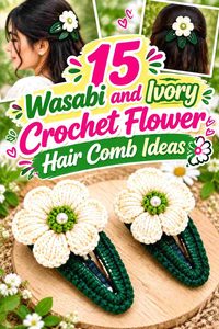 15 Wasabi and Ivory Crochet Flower Hair Comb Ideas