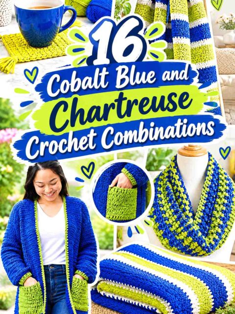 16 Cobalt Blue and Chartreuse Crochet Combinations