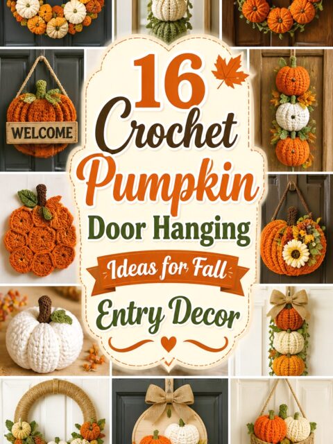 Crochet Pumpkin Door Hanging Ideas for Fall Entry Decor