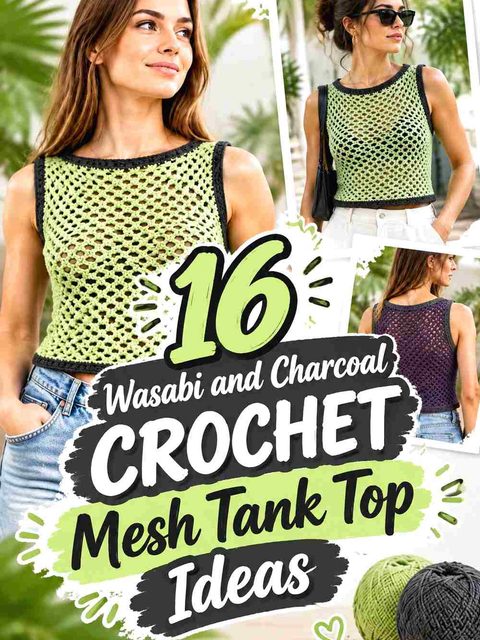 16 Wasabi and Charcoal Crochet Mesh Tank Top Ideas