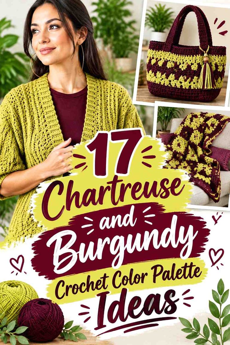 17 Chartreuse and Burgundy Crochet Color Palette Ideas