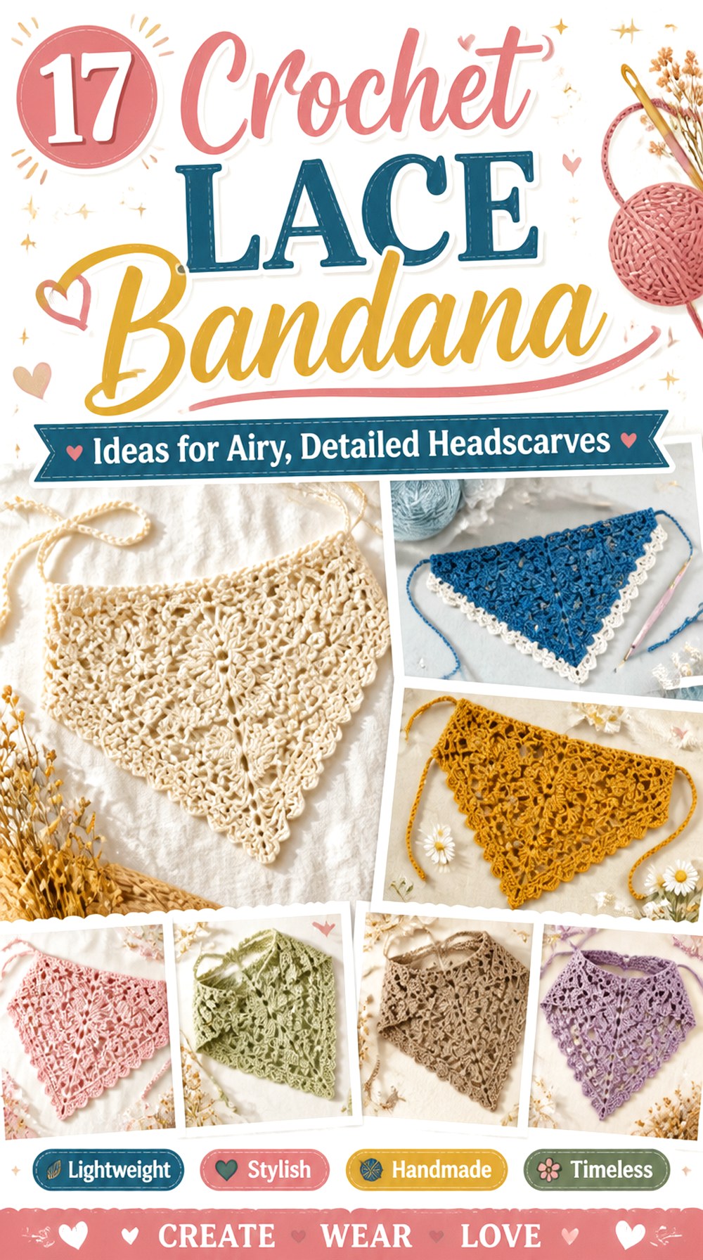 Crochet Lace Bandana Ideas for Airy, Detailed Headscarves