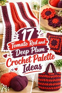 17 Tomato Red and Deep Plum Crochet Palette Ideas