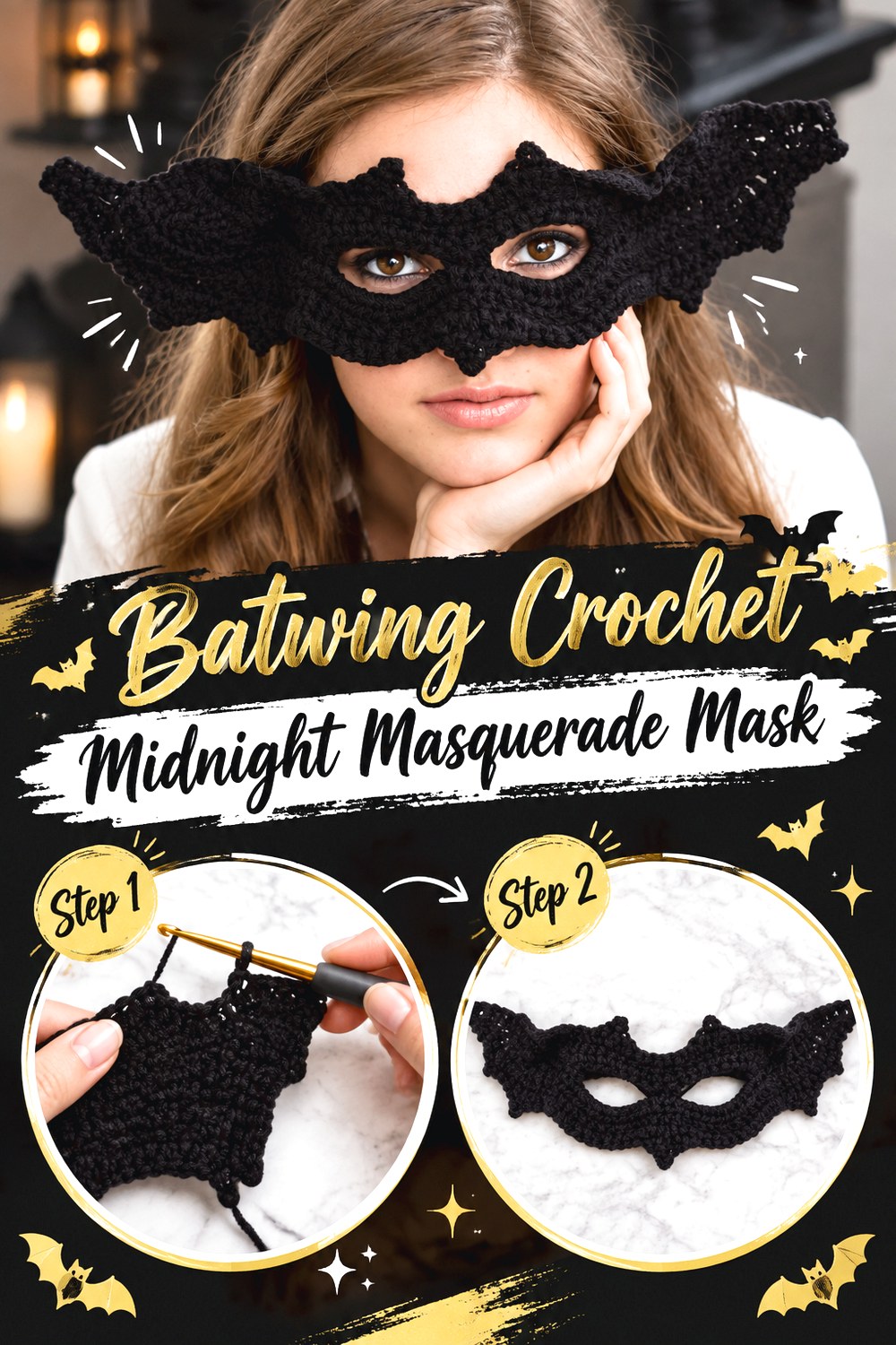 Batwing Crochet Midnight Masquerade Mask
