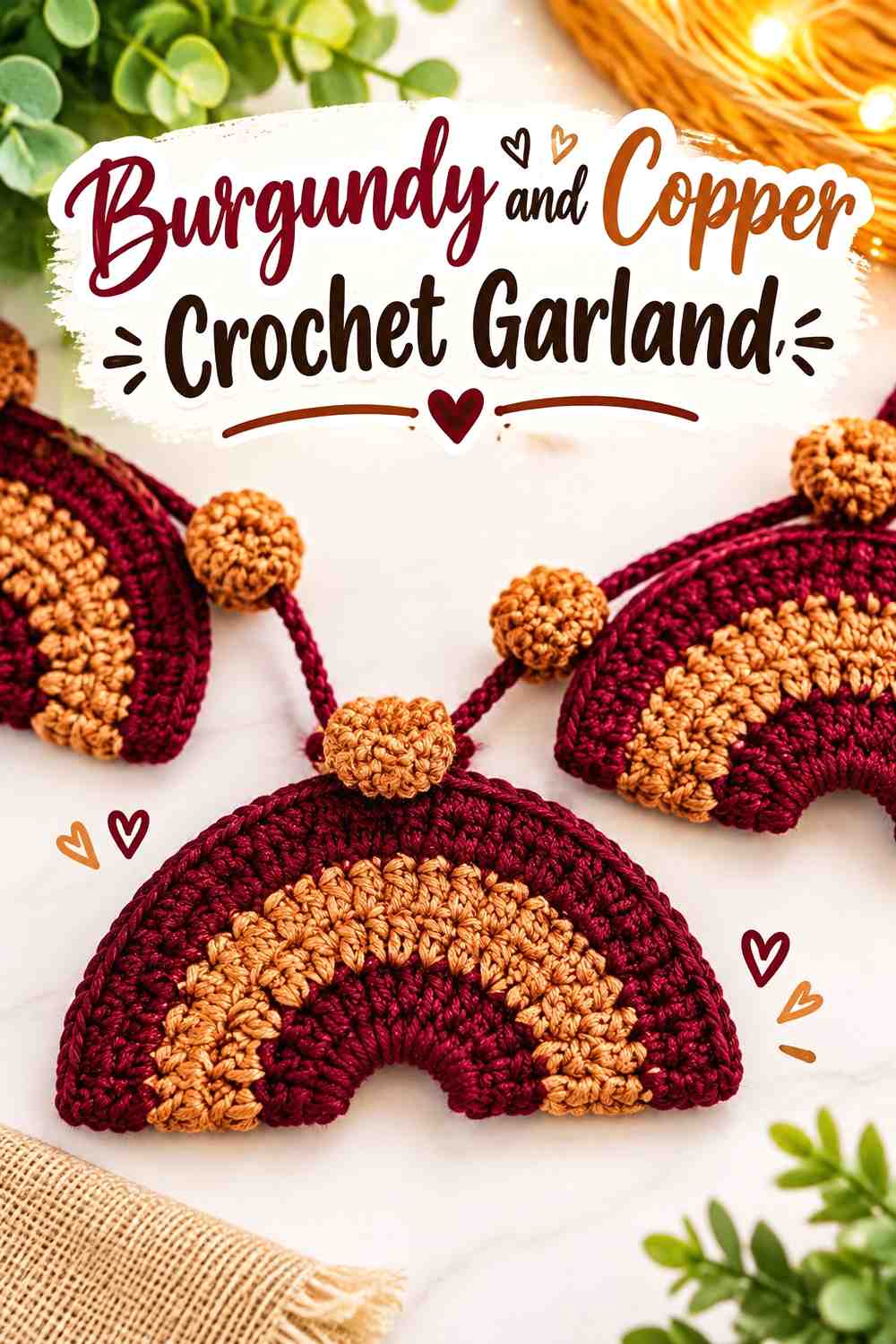 11. Burgundy And Copper Crochet Garland