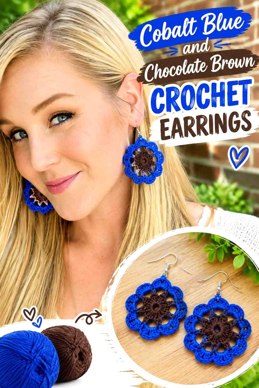 15. Cobalt Blue And Chocolate Brown Crochet Earrings