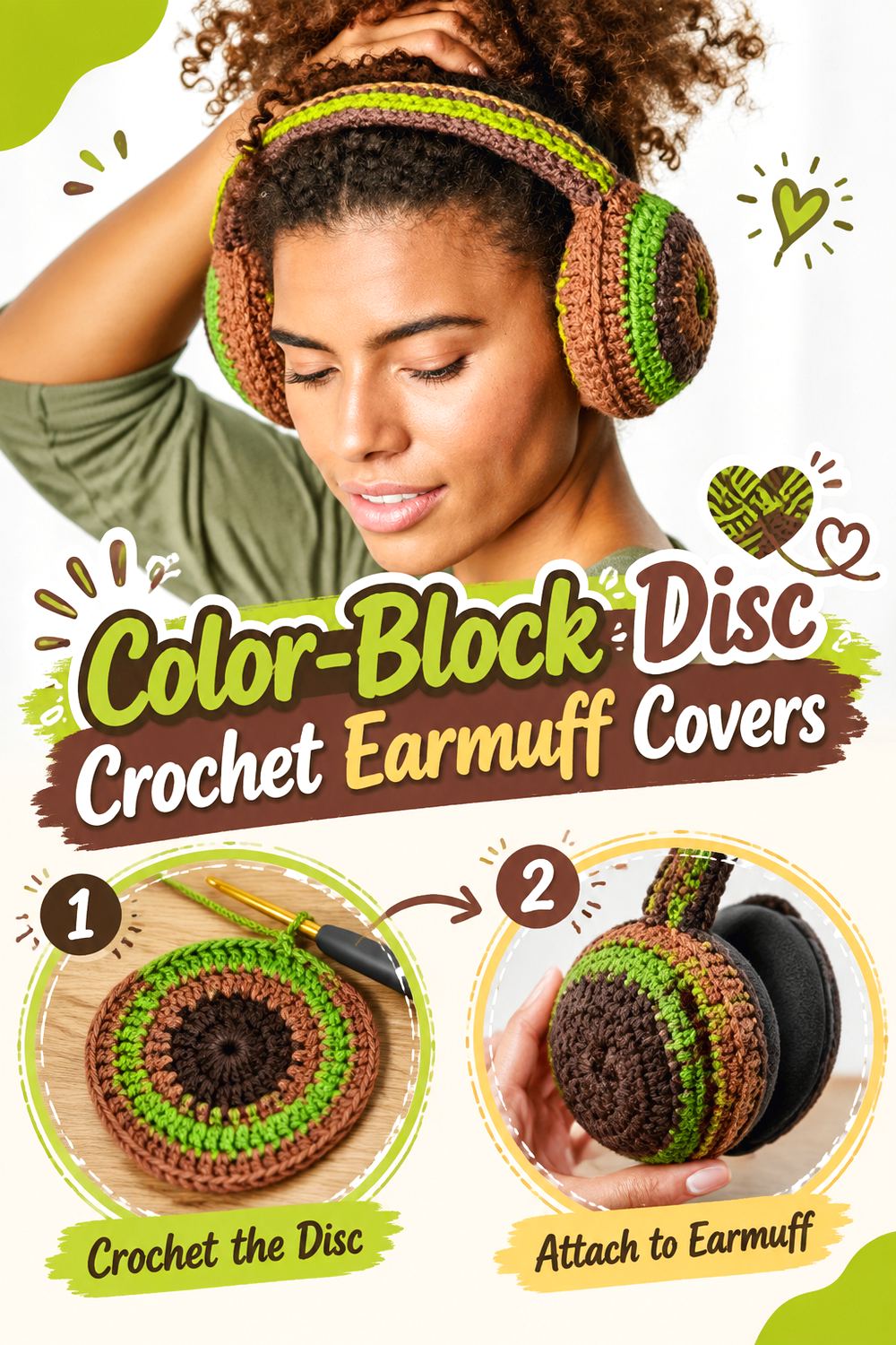 Color Block Disc Crochet Earmuff Covers