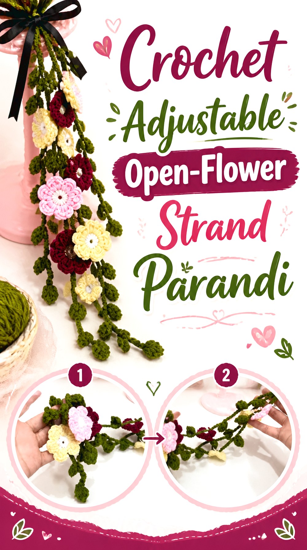 Crochet Adjustable Open Flower Strand Parandi