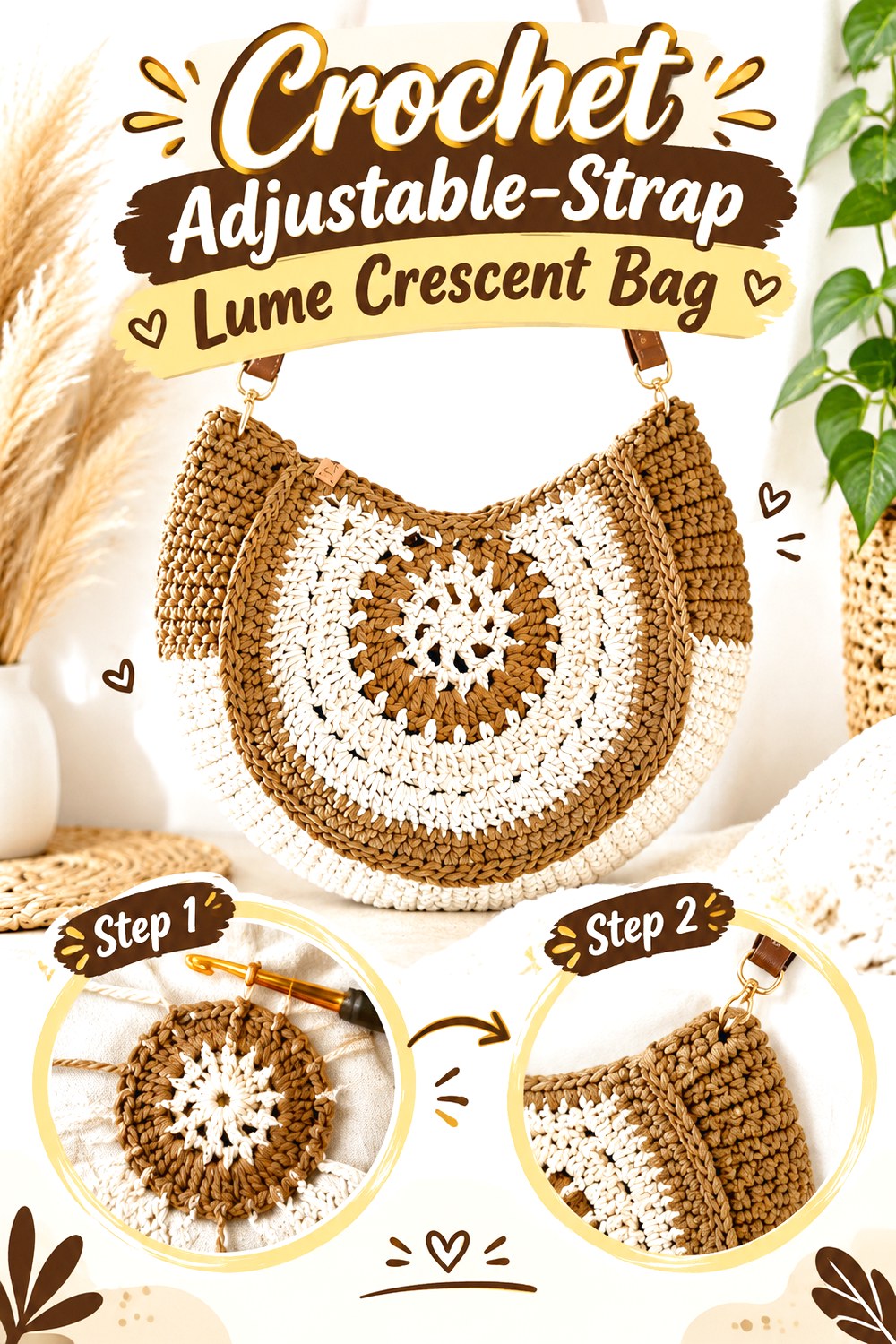 Crochet Adjustable Strap Lume Crescent Bag