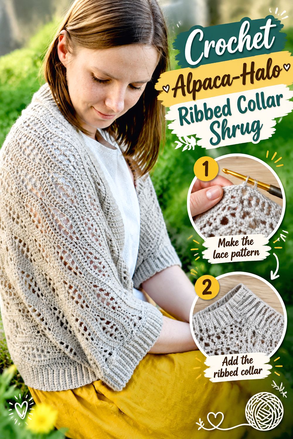 Crochet Alpaca Halo Ribbed Collar Shrug