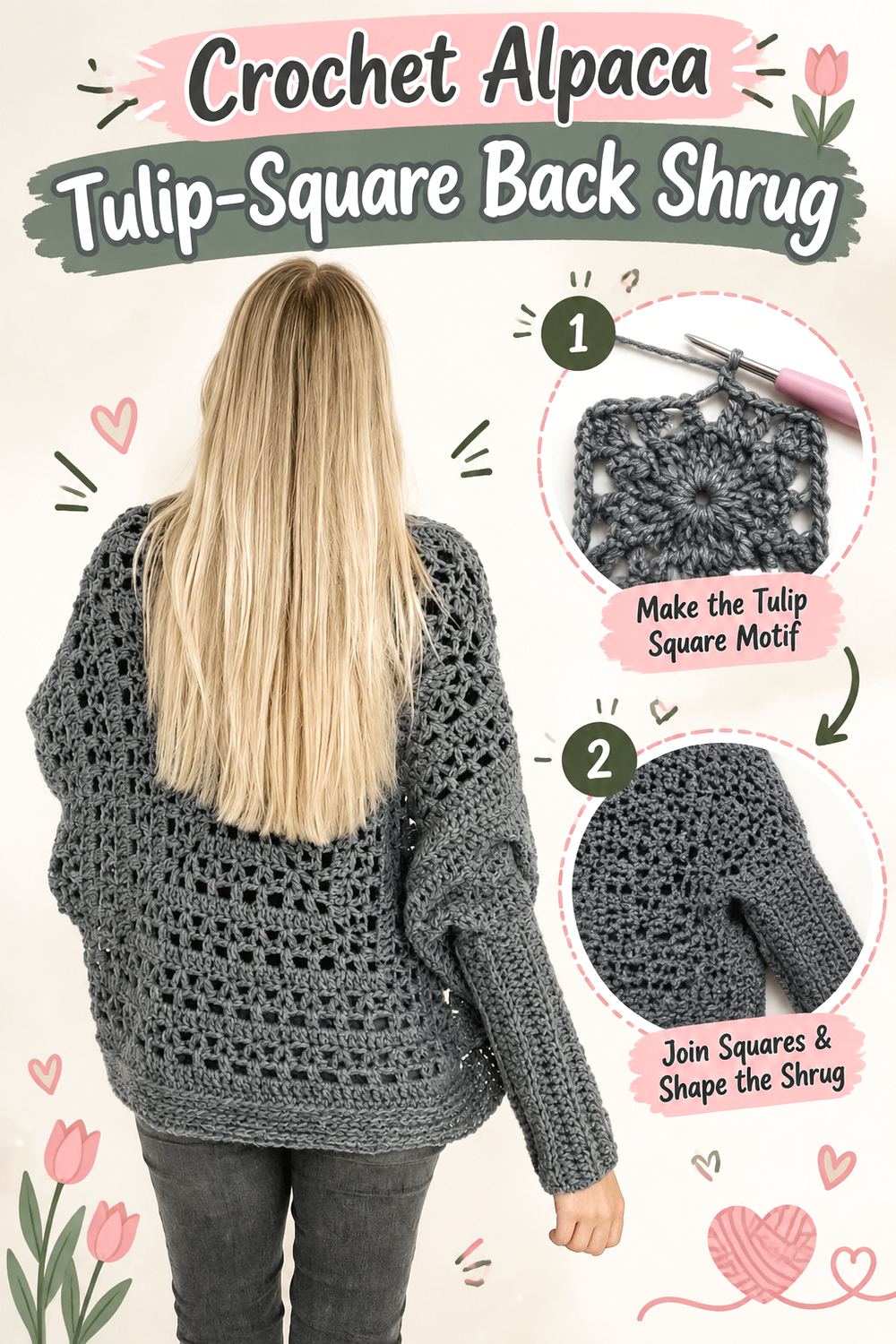 Crochet Alpaca Tulip Square Back Shrug