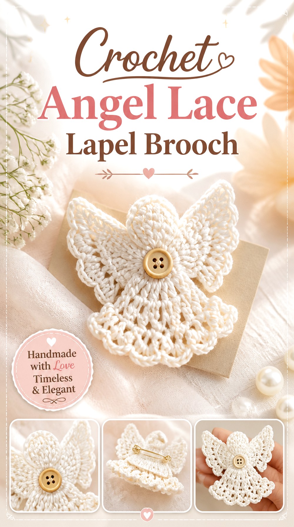 Crochet Angel Lace Lapel Brooch