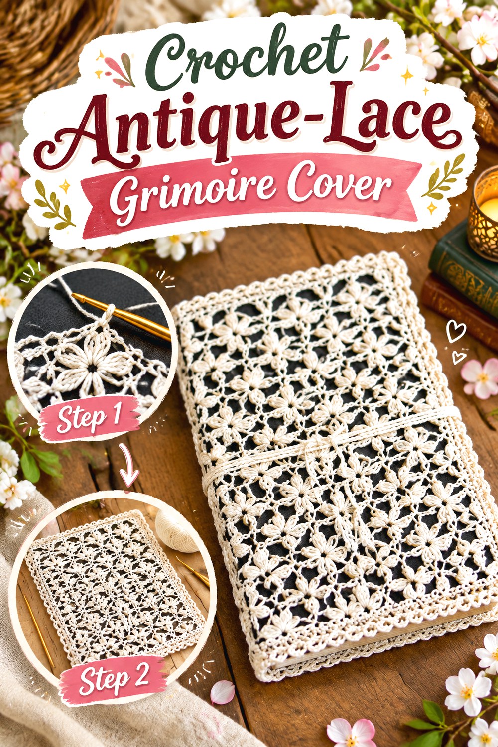 Crochet Antique Lace Grimoire Cover