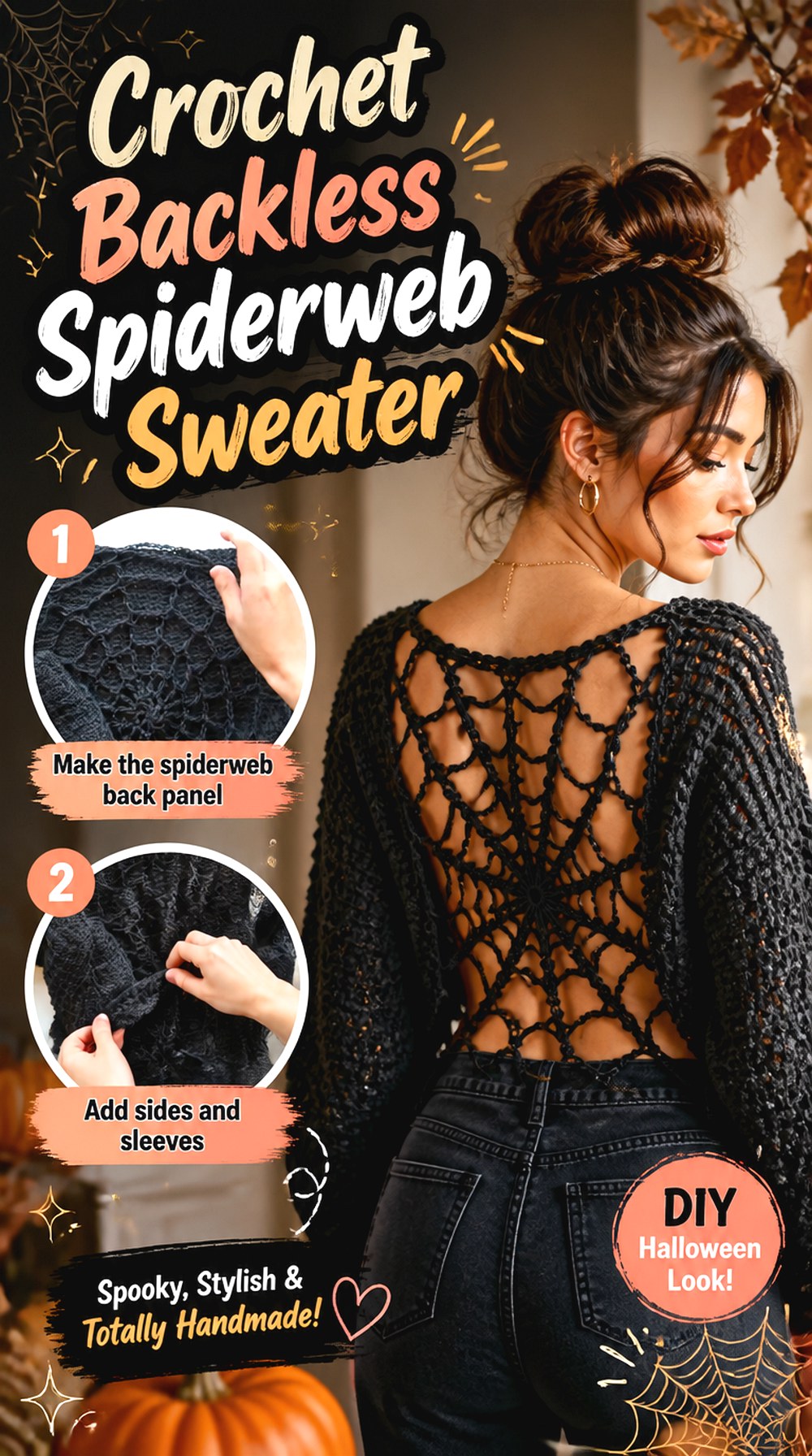 Crochet Backless Spiderweb Sweater