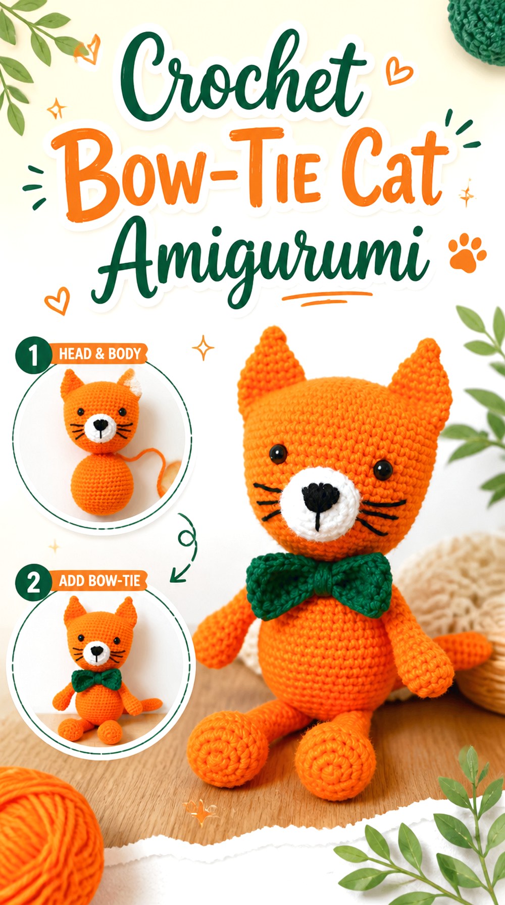 Crochet Bow Tie Cat Amigurumi