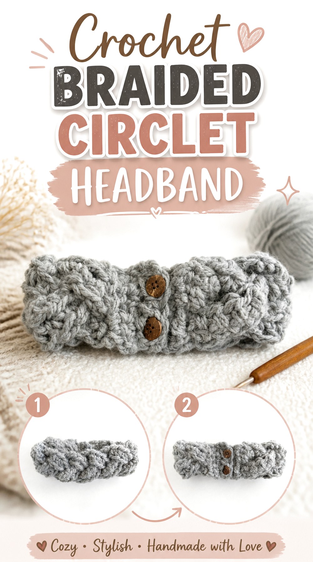 Crochet Braided Circlet Headband