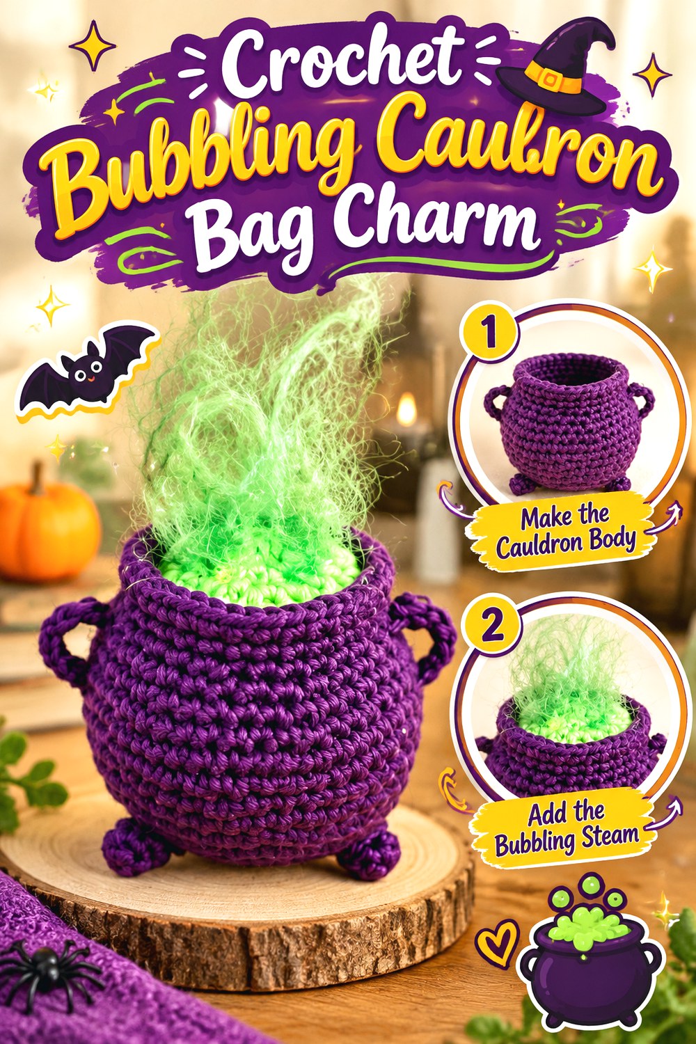 Crochet Bubbling Cauldron Bag Charm