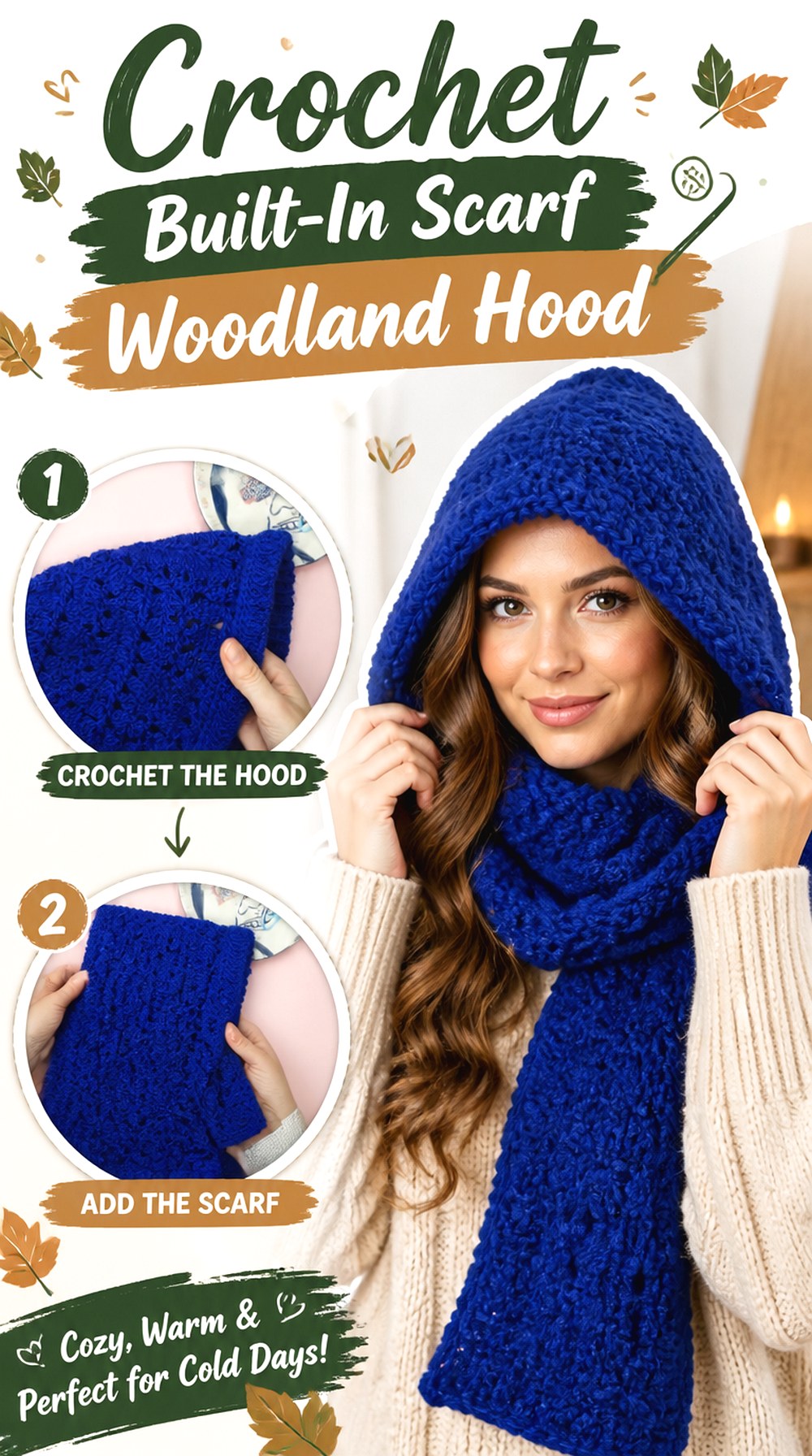 Crochet Built In Scarf Woodland Hood